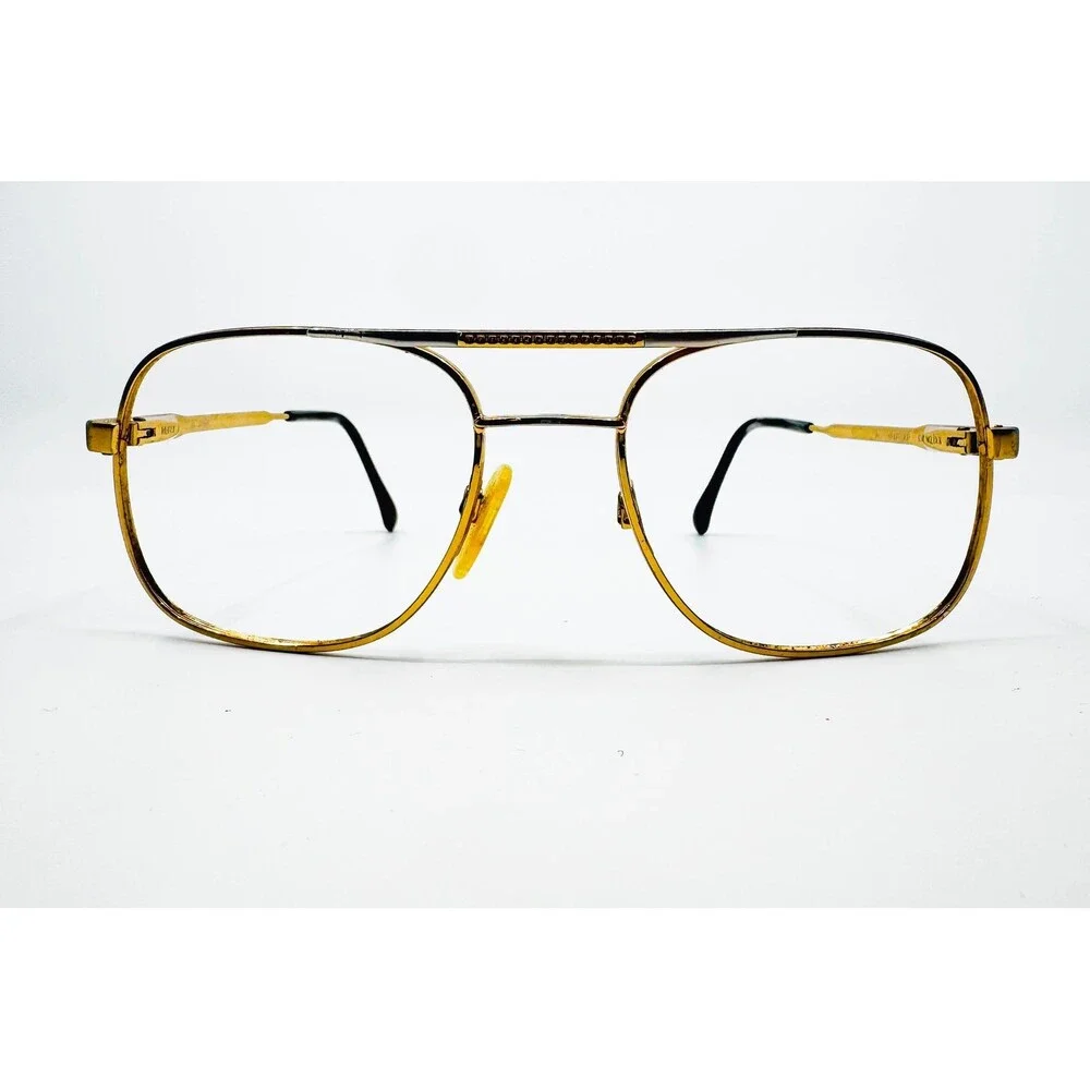 Klxx Jim Whitegep Eyeglasses Mens Gold Aviator Double Bridge Frames 135